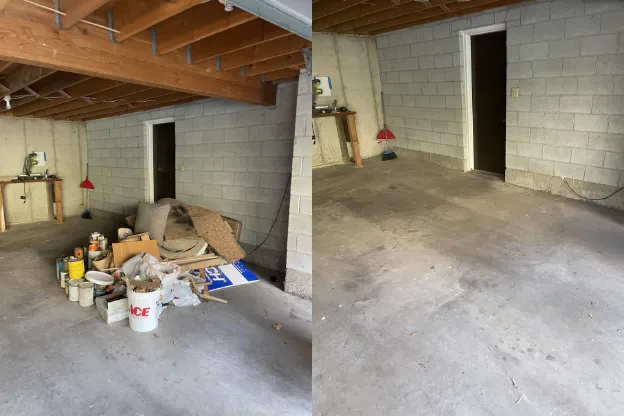 Basement cleanout before-and-after comparison in Utah County