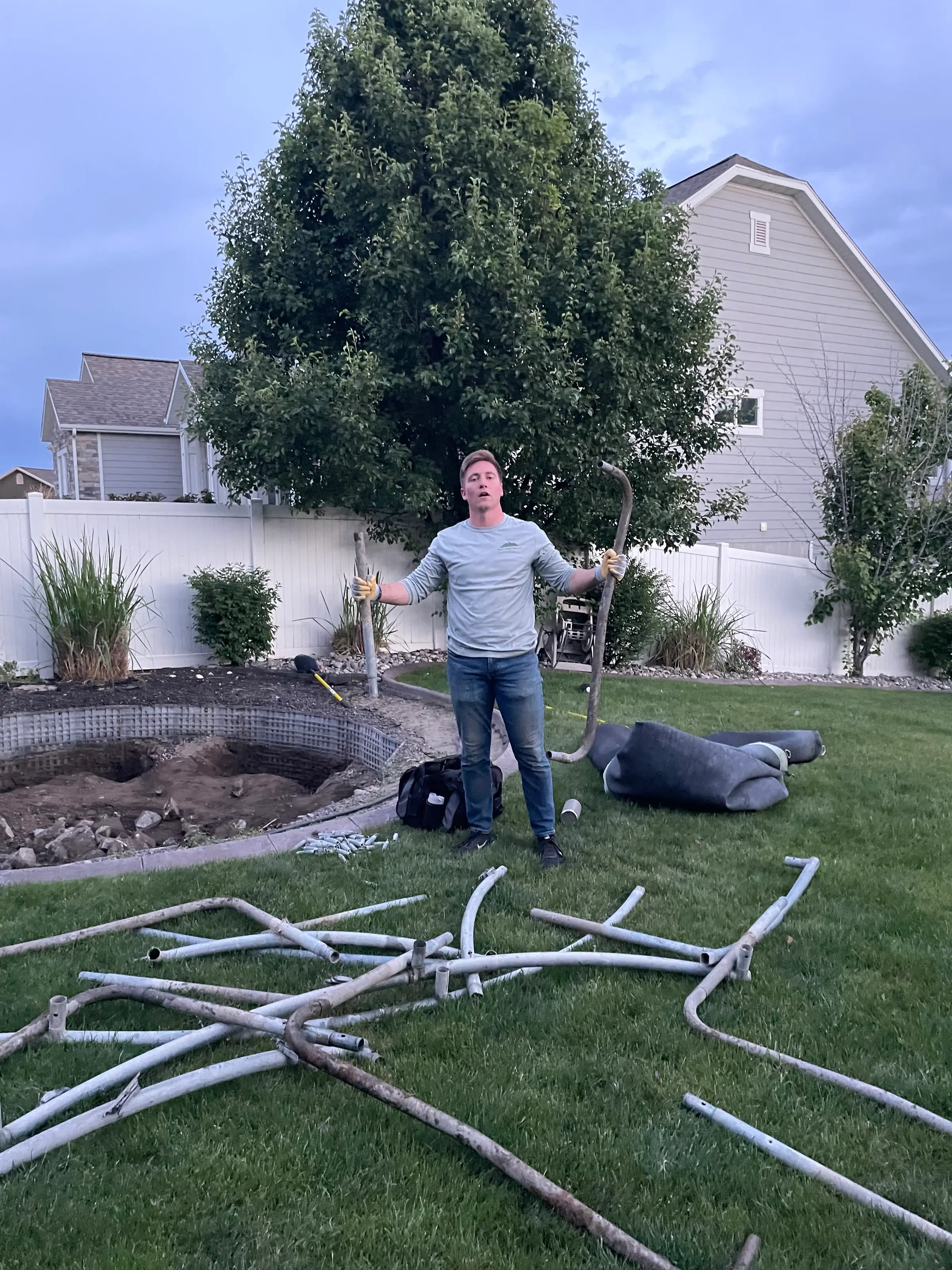 Trampoline dismantled and removed from backyard in Utah County